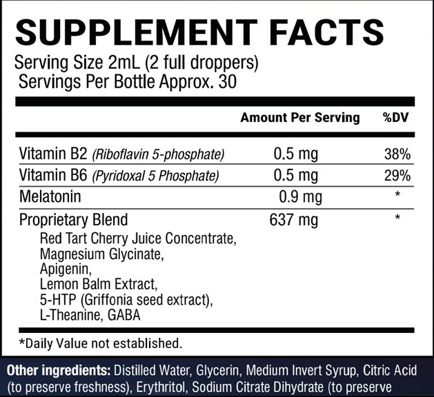 Yu Sleep Supplement Facts label
